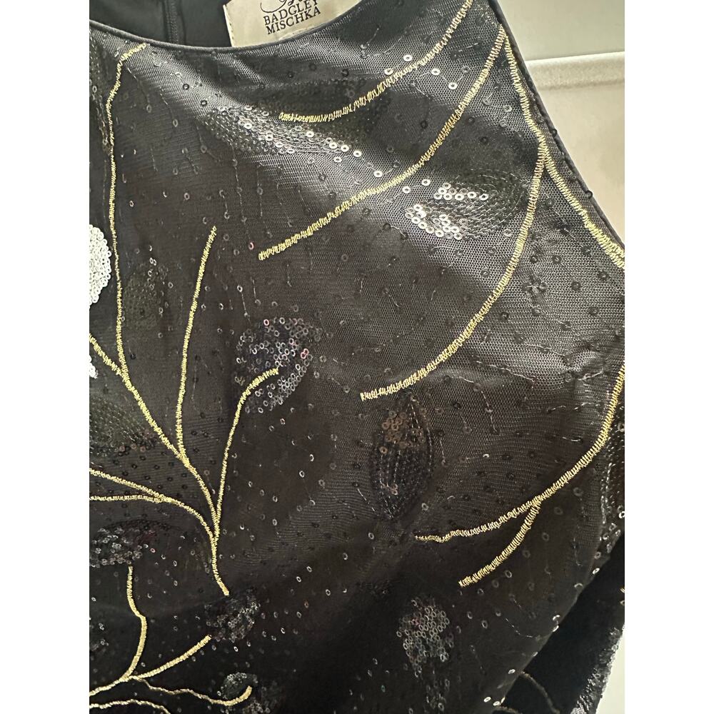 Belle Badgley Mischka Dress Gown Size 14 Black Sequin Wedding Formal Cocktail - Picture 12 of 14